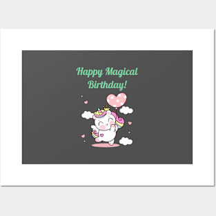 Happy Magical Birthday Unicorn Lover Posters and Art